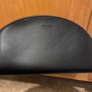 Black leather clutch